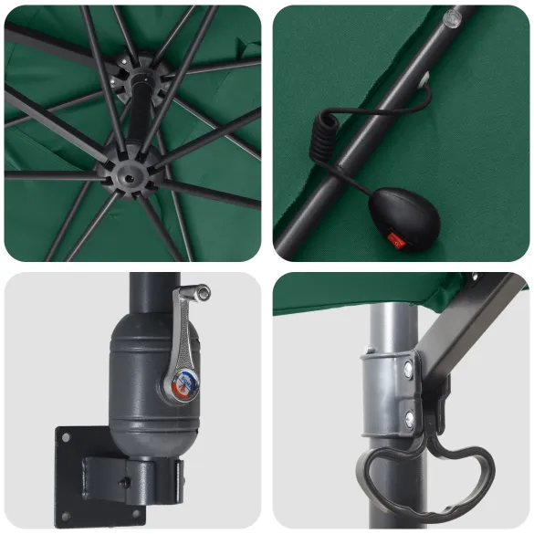 Parasol Verde Grădină 250x250 cm cu LED - Livrare Gratuită