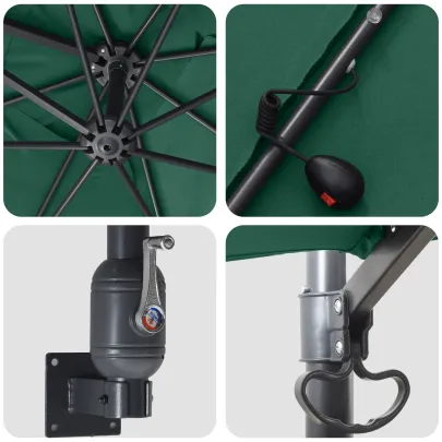 Parasol Verde Grădină 250x250 cm cu LED - Livrare Gratuită