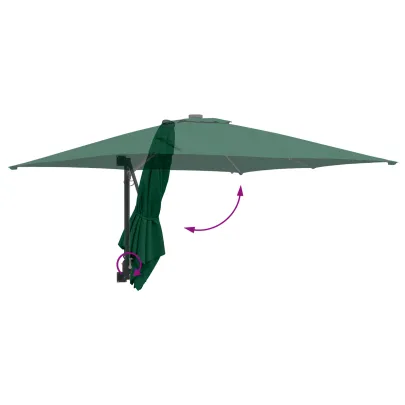 Parasol Verde Grădină 250x250 cm cu LED - Livrare Gratuită