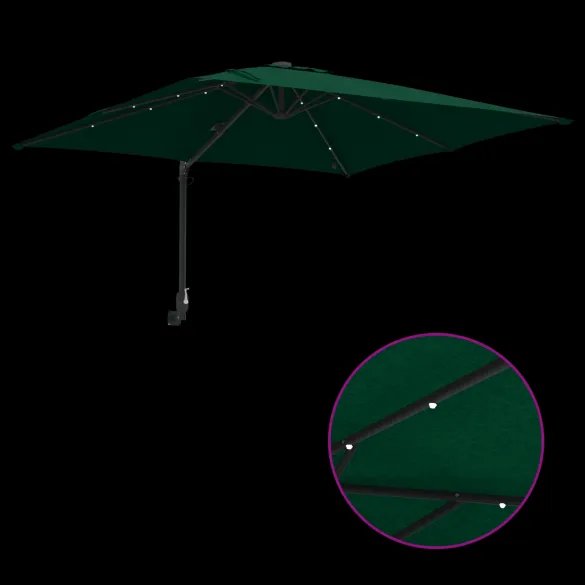 Parasol Verde Grădină 250x250 cm cu LED - Livrare Gratuită