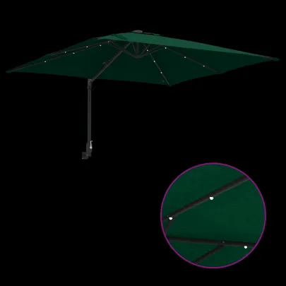 Parasol Verde Grădină 250x250 cm cu LED - Livrare Gratuită
