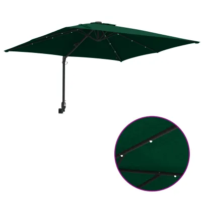 Parasol Verde Grădină 250x250 cm cu LED - Livrare Gratuită