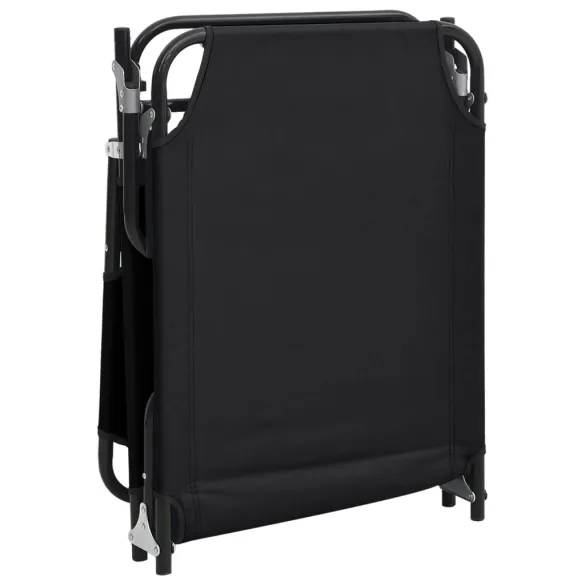 Șezlong Pliabil Negru - Oxford & Oțel | Livrare Gratuită