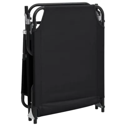 Șezlong Pliabil Negru - Oxford & Oțel | Livrare Gratuită