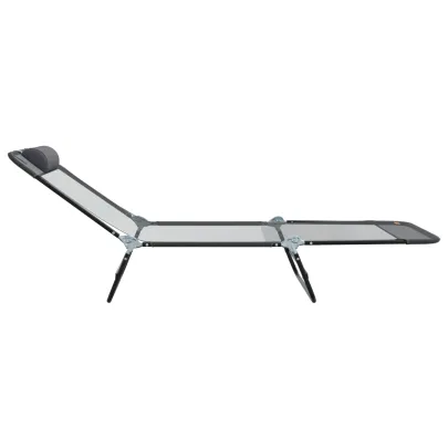 Șezlonguri Pliabile 2 Bucăți cu Suport Cap Gri - Livrare Gratuită