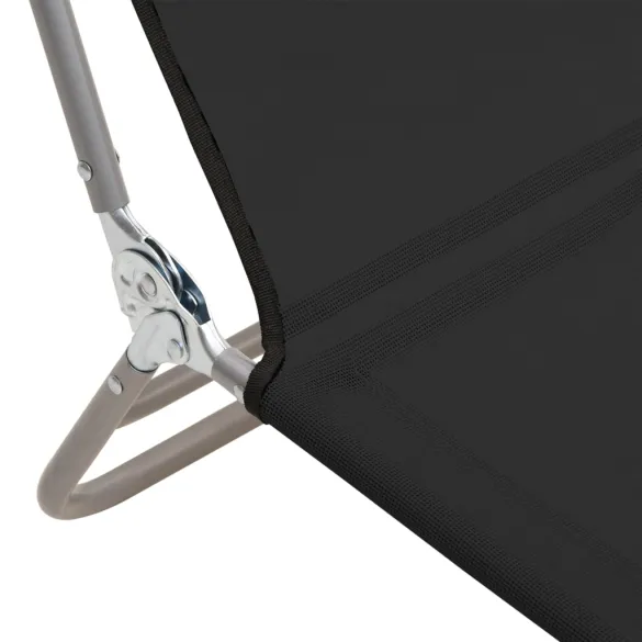 Șezlonguri Pliante 2 Buc - Negru - Textilă și Oțel | Comandă Acum