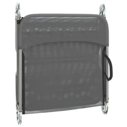 Șezlonguri Pliante Exterior - 2 Bucăți - Gri și Oțel