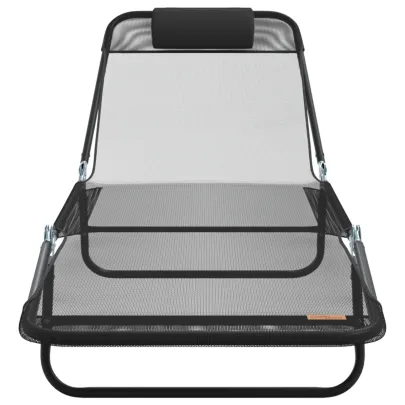 Set 2 Șezlonguri Pliabile Negre Exterior - Livrare Gratuită