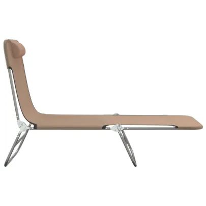 Șezlonguri Pliante Gri - 2 Bucăți - Textilenă și Oțel