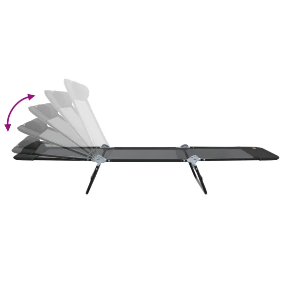 Set 2 Șezlonguri Pliabile Negre Exterior - Livrare Gratuită