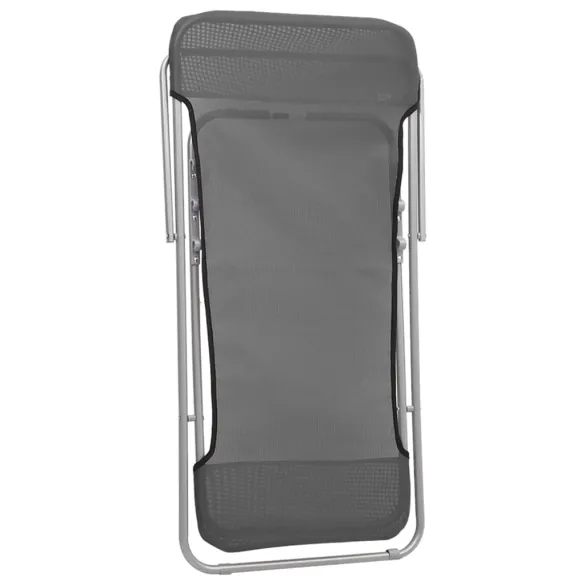 Scaune Plajă Pliabile 2 Bucăți - Gri, Textilenă, Oțel