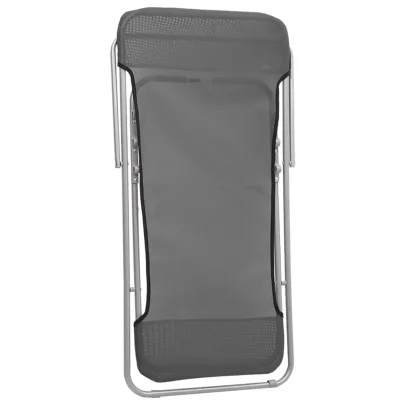 Scaune Plajă Pliabile 2 Bucăți - Gri, Textilenă, Oțel