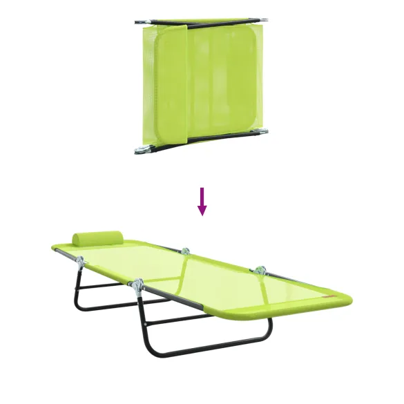 Șezlong Pliabil Verde Textilene - Livrare Gratuită