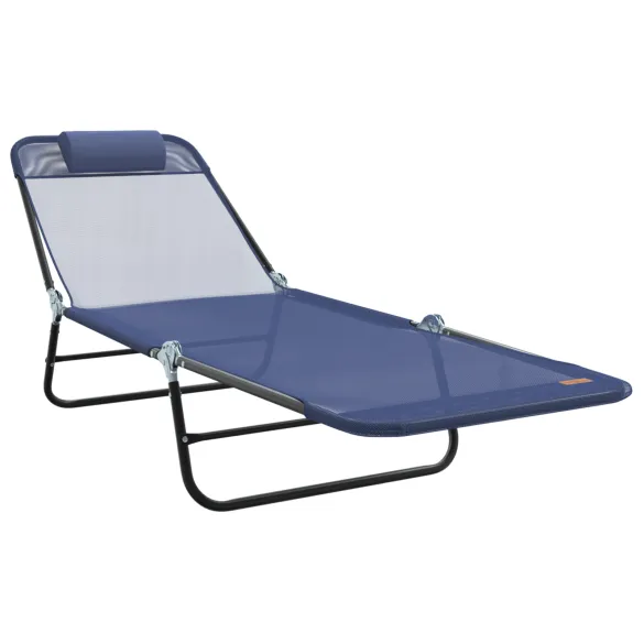 Șezlong Pliabil Bleumarin cu Suport Cap | Livrare Gratuită