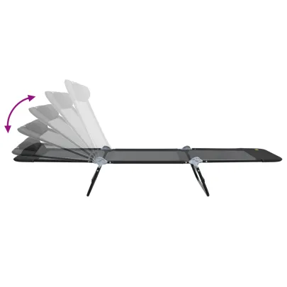 Șezlong Pliabil Negru cu Suport Cap - Livrare Gratuită