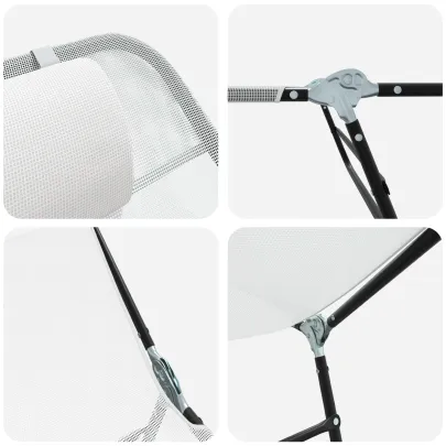 Șezlong Pliabil Exterior Crem Textilena | Livrare Gratuită