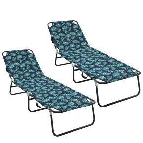 Șezlong Pliabil Exterior 2 Bucăți - Motiv Floral 2