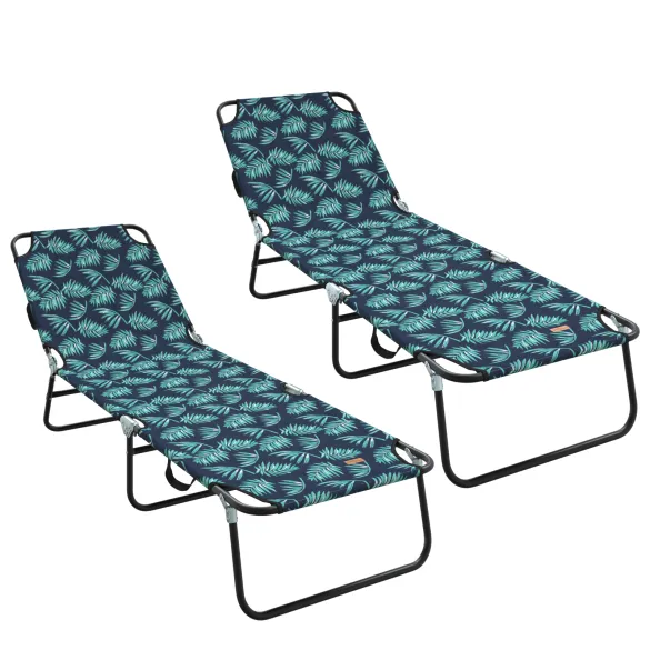 Șezlong Pliabil Exterior 2 Bucăți - Motiv Floral