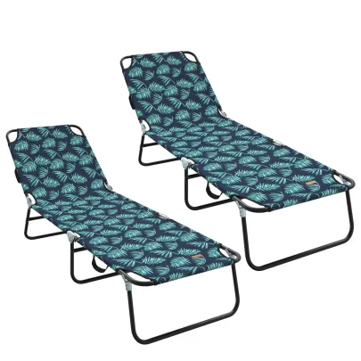 Șezlong Pliabil Exterior 2 Bucăți - Motiv Floral