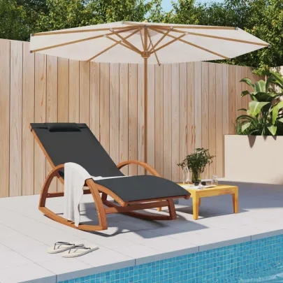 Scaun Balansoar Gri - Lemn Masiv de Plop | Livrare Gratuită