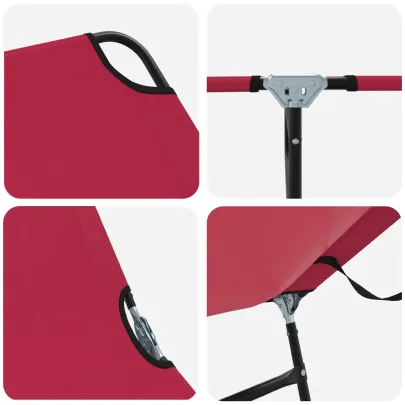 Șezlong Pliabil 2 Piese Roșu Oxford 600D - Livrare Gratuită