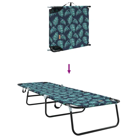 Șezlong Pliabil Exterior cu Model Frunze | 600D Oxford