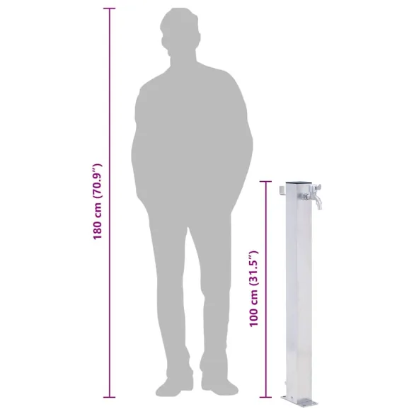 Coloană Apă Grădină Oțel Inoxidabil 100cm - Livrare Gratuită
