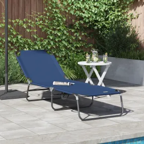 Șezlong Pliabil Albastru 600D Oxford Fabric - Livrare Gratuită
