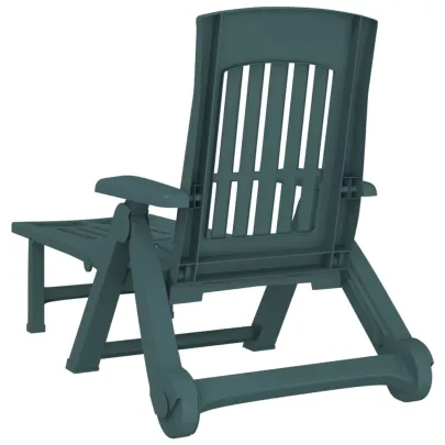 Șezlong Pliabil Verde cu Roți - Comandă cu Livrare Gratuită