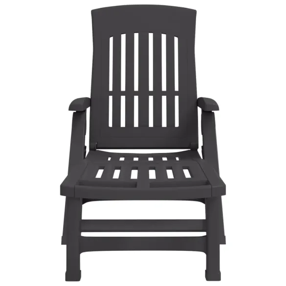 Șezlong Pliabil cu Roți Antracit - Mobilier Grădină