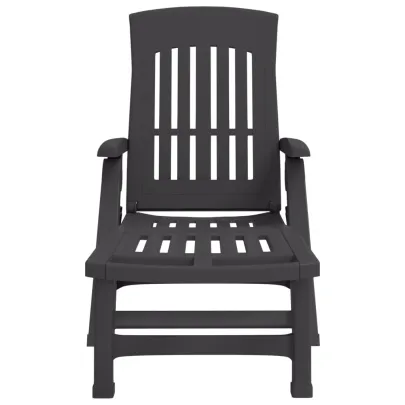 Șezlong Pliabil cu Roți Antracit - Mobilier Grădină