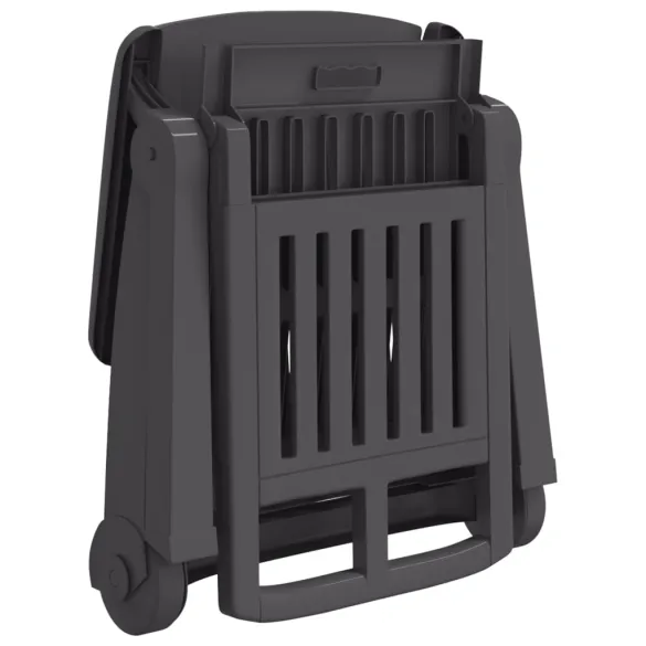 Șezlong Pliabil cu Roți Antracit - Mobilier Grădină