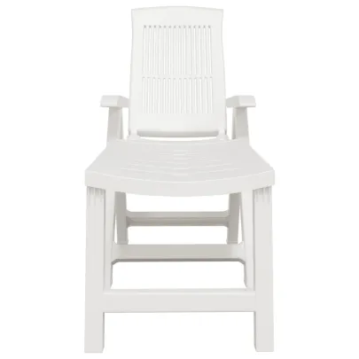 Șezlong Exterior Alb Plastic | Livrare Gratuită