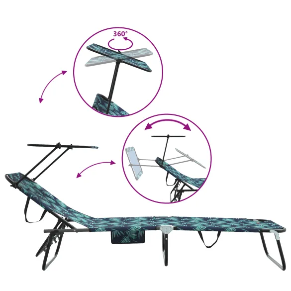 Șezlonguri Pliabile 2 Buc - Design Floral, Oxford 600D