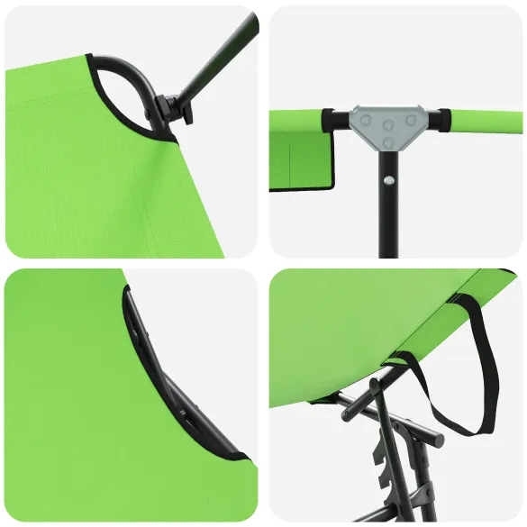 Set 2 șezlonguri pliabile cu copertină Verde