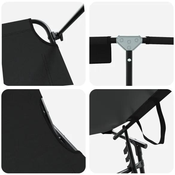 Șezlonguri Pliabile 2 buc cu Copertină Negru Oxford 600D