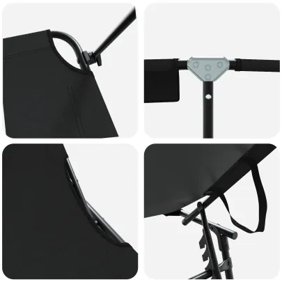 Șezlonguri Pliabile 2 buc cu Copertină Negru Oxford 600D