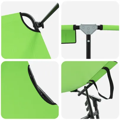 Șezlong Pliabil cu Copertină Verde 600D Oxford - Livrare Gratuită