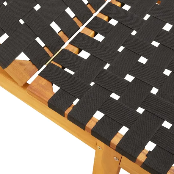 Șezlong Negru - Lemn Masiv de Acacia | Livrare Gratuită