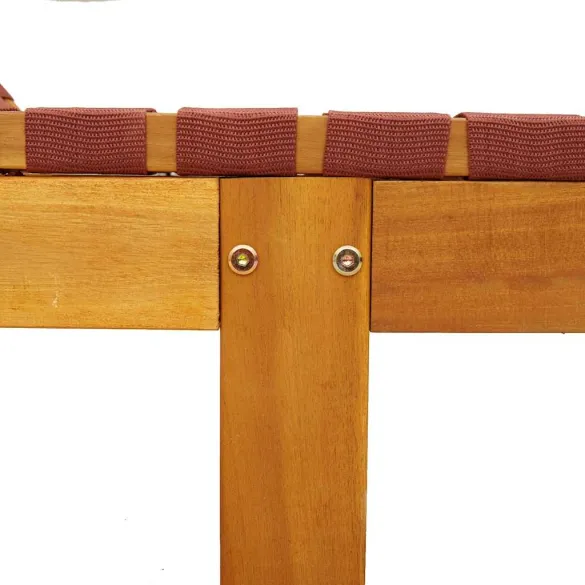 Șezlong Roșu - Lemn Acacia - 4 Poziții - Livrare Gratuită