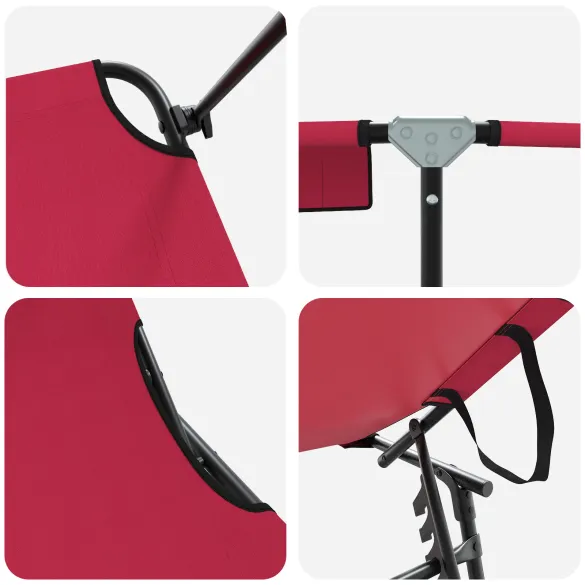 Șezlong Pliabil cu Copertină Roșu Oxford 600D - Livrare Gratuită
