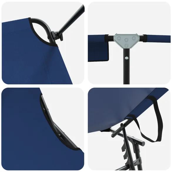 Șezlong Pliabil cu Copertină Albastru - Oxford 600D