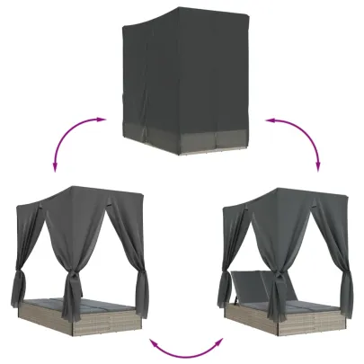 Șezlong Dublu cu Acoperiș și Perdele | Livrare Gratuită
