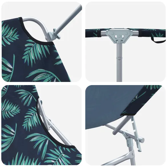 Șezlonguri Pliabile 2 buc - Design Frunze, Oxford 600D