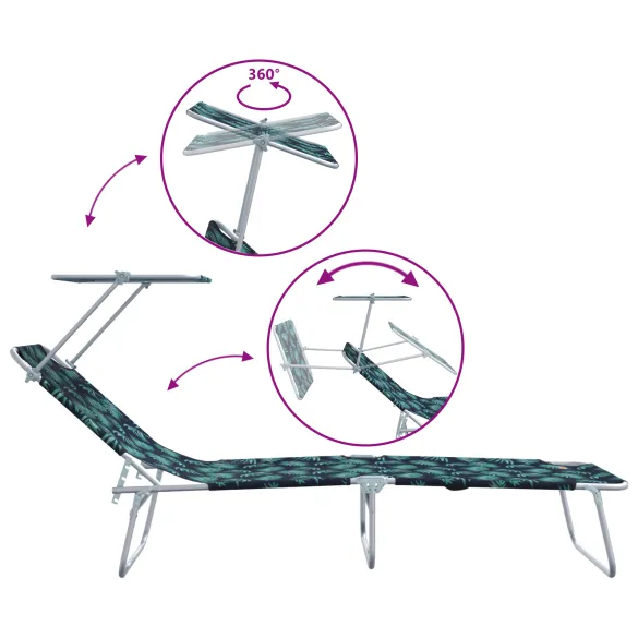 Șezlonguri Pliabile 2 buc - Design Frunze, Oxford 600D