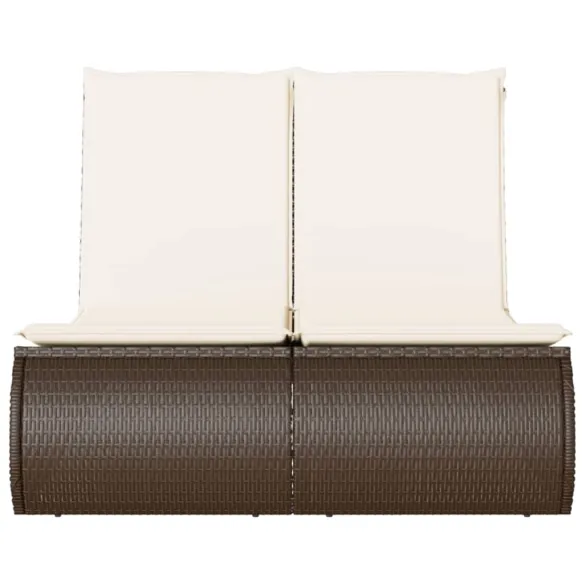 Șezlong Dublu Exterior cu Perne - Poliratan Maro | Comandă Acum