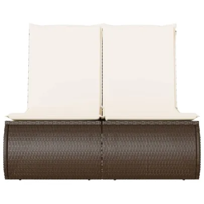 Șezlong Dublu Exterior cu Perne - Poliratan Maro | Comandă Acum