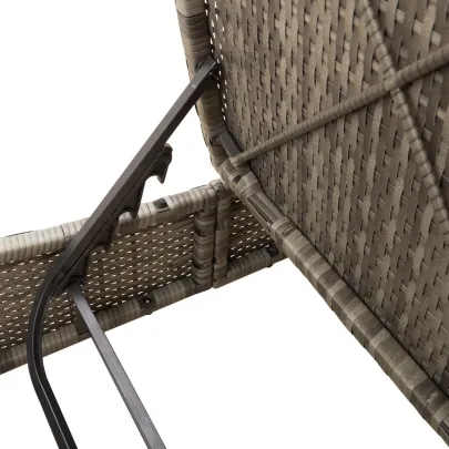 Șezlong Dublu cu Perne - Gri - Poliratan | Livrare Gratuită