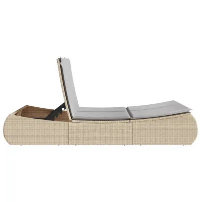 Șezlong Dublu cu Perne - Bej - Poliratan - Livrare Gratuită
