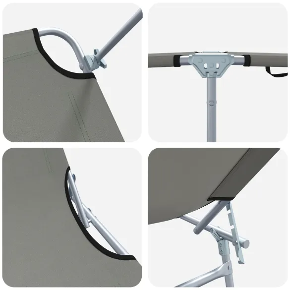 Set 2 Șezlonguri Pliabile cu Copertină Gri - Livrare Gratuită